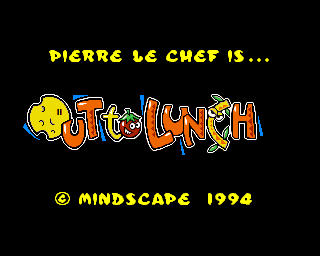 Pierre le Chef is... Out To Lunch title screen for Amiga CD32